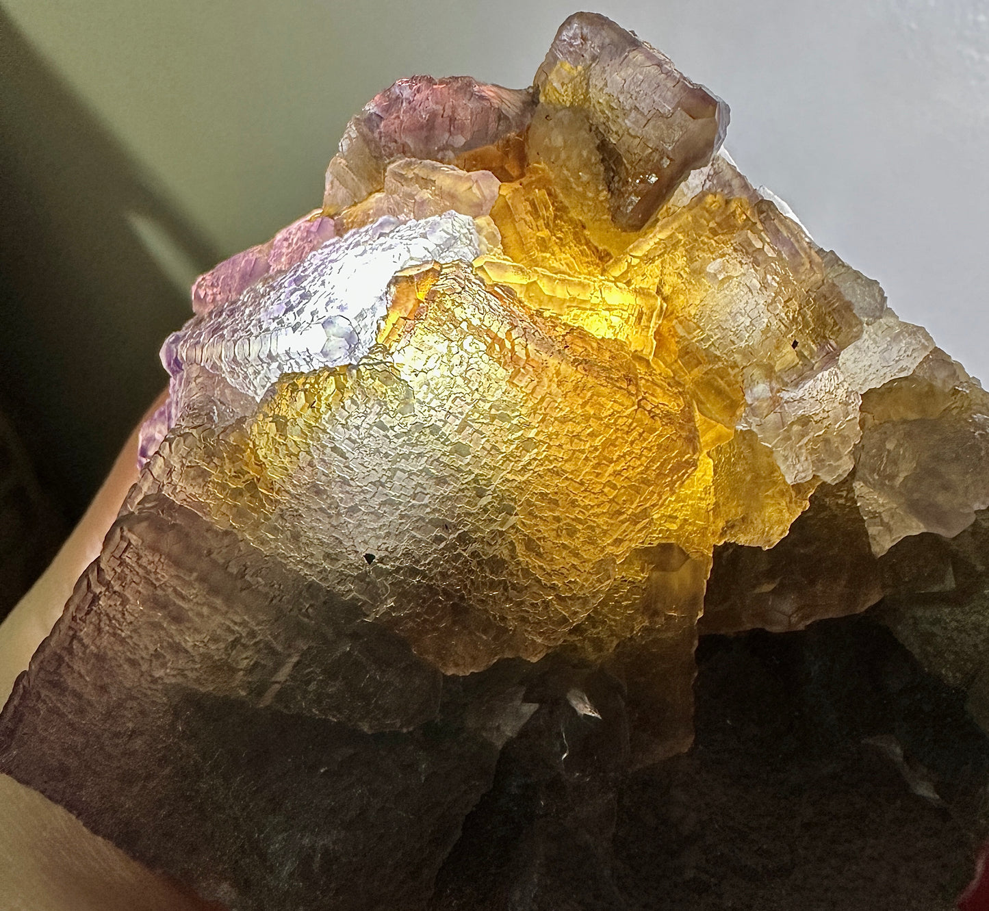 Fujian Matrix Fluorite QR Code Crystal – Unique Collectible Mineral Specimen, Natural Fluorite Display, Home Decor, Gift for Crystal Lovers