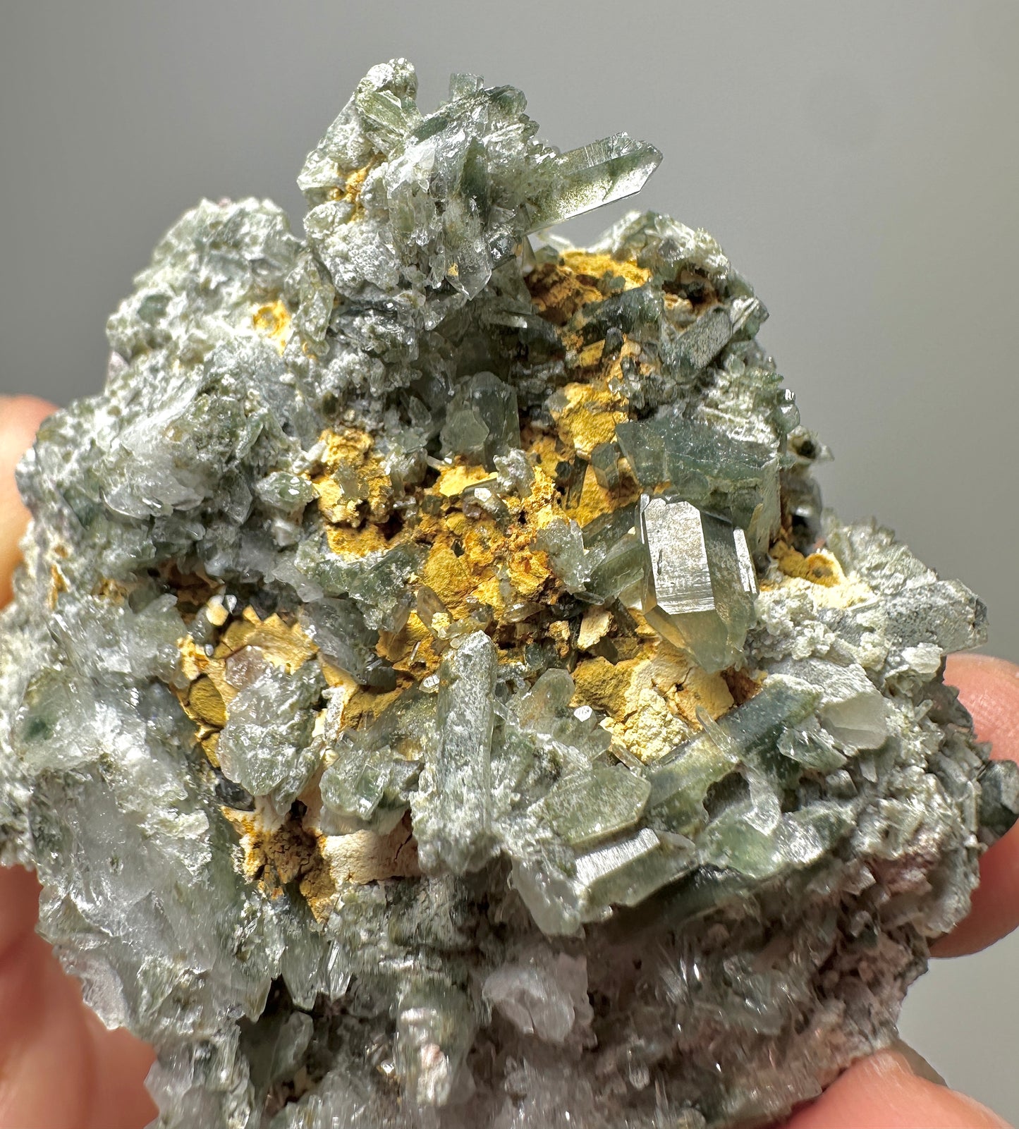 Green Phantom Quartz Crystal Cluster from Jinkouhe China | Natural Chlorite Included Quartz Mineral Specimen