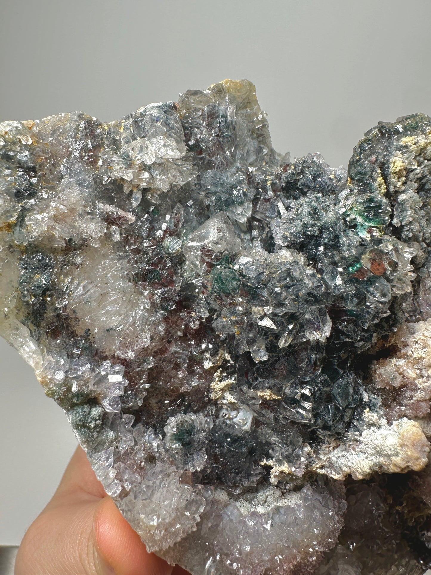 Brazil Green Phantom Quartz with Amethyst Cluster – Natural Mineral Specimen