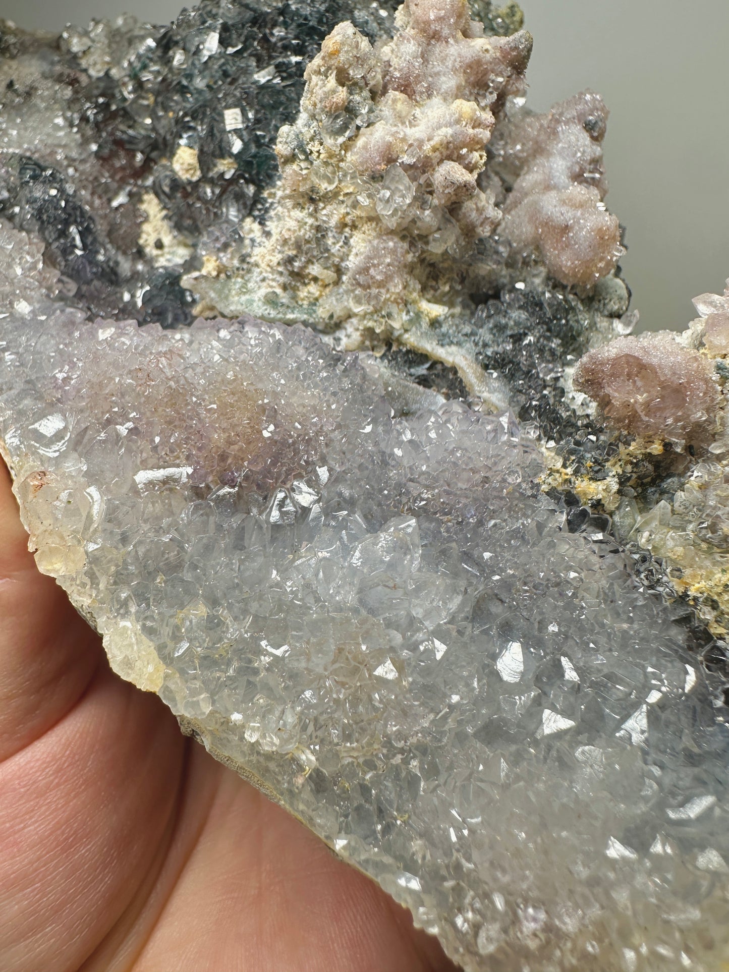 Brazil Green Phantom Quartz with Amethyst Cluster – Natural Mineral Specimen