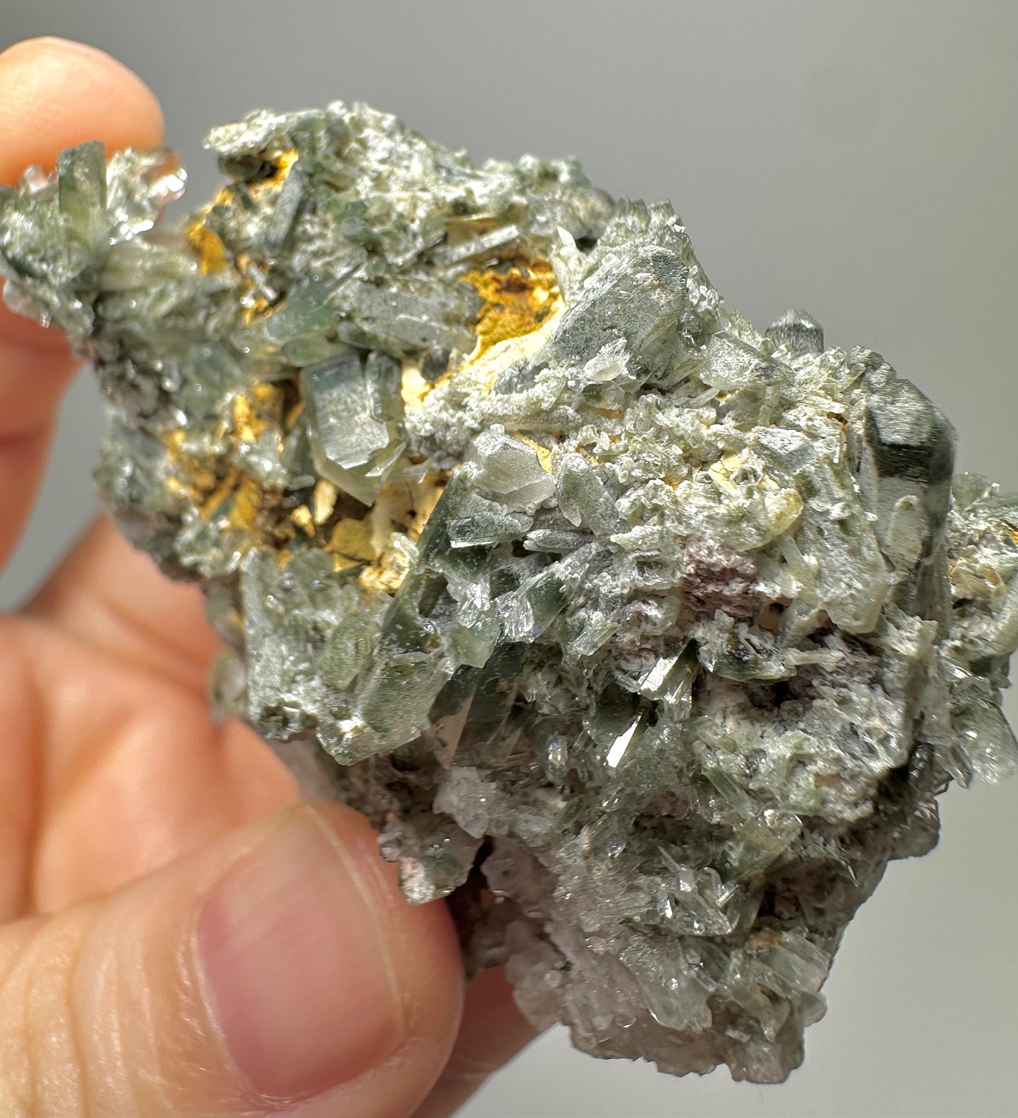 Green Phantom Quartz Crystal Cluster from Jinkouhe China | Natural Chlorite Included Quartz Mineral Specimen