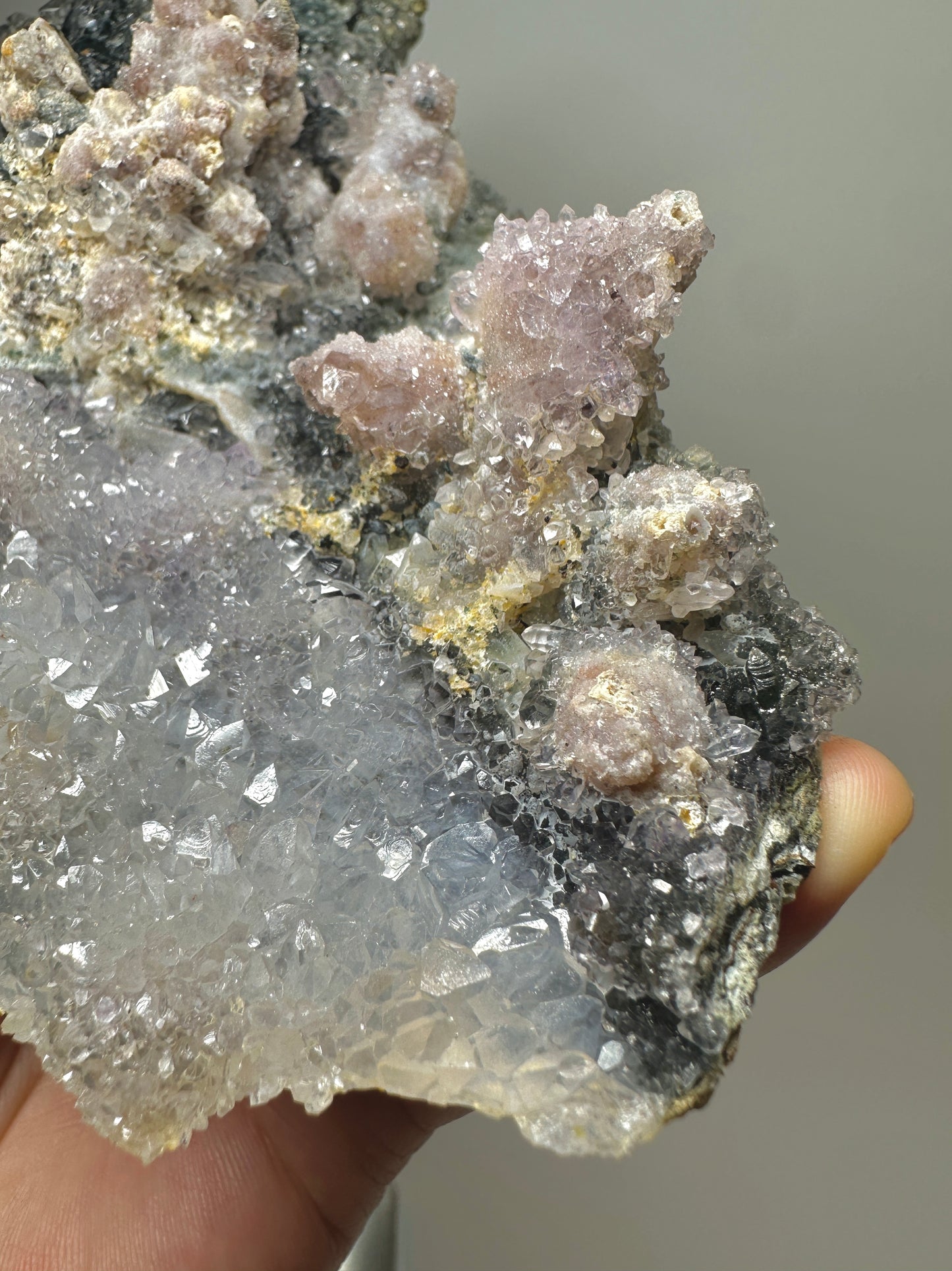 Brazil Green Phantom Quartz with Amethyst Cluster – Natural Mineral Specimen