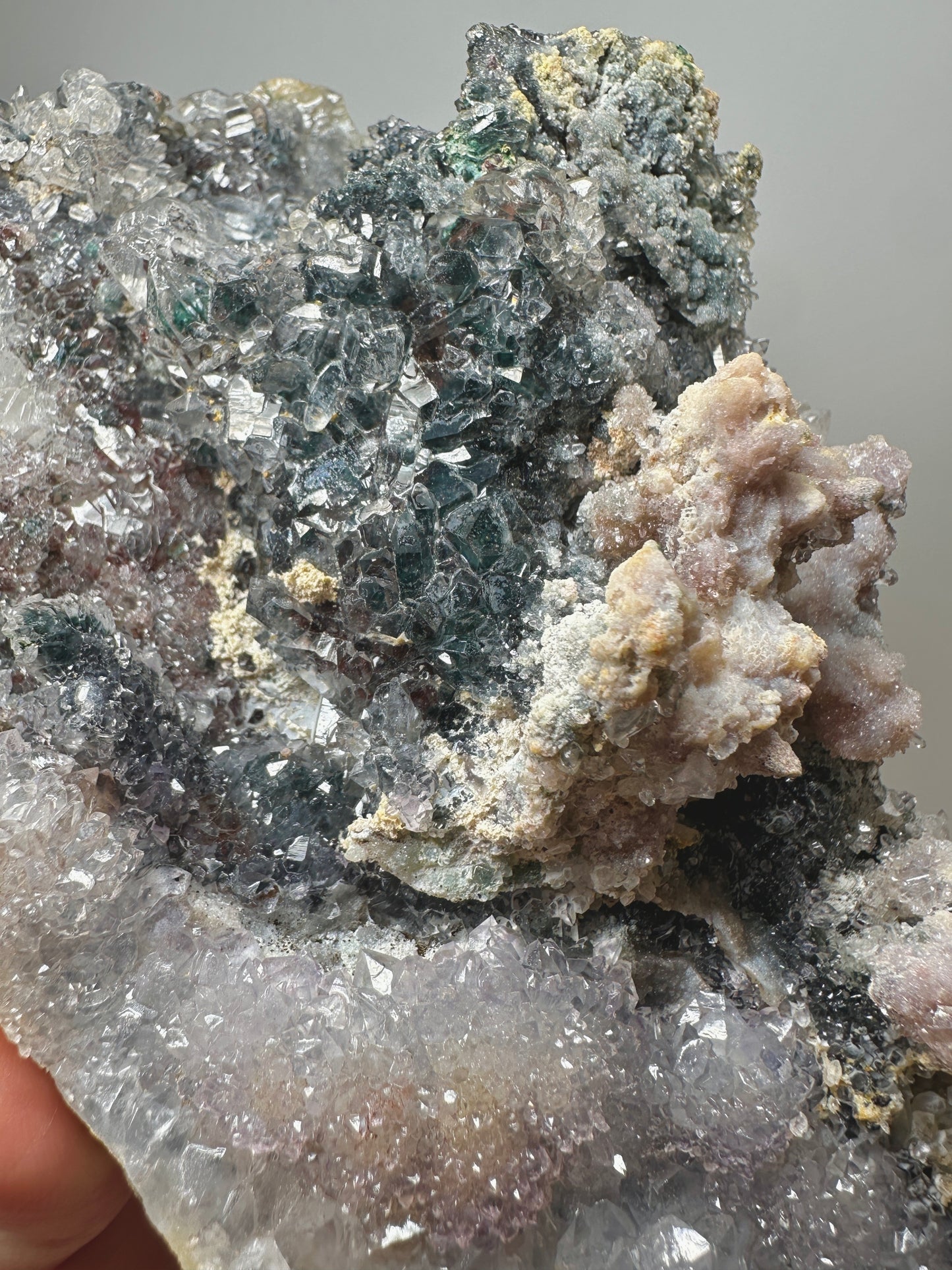 Brazil Green Phantom Quartz with Amethyst Cluster – Natural Mineral Specimen