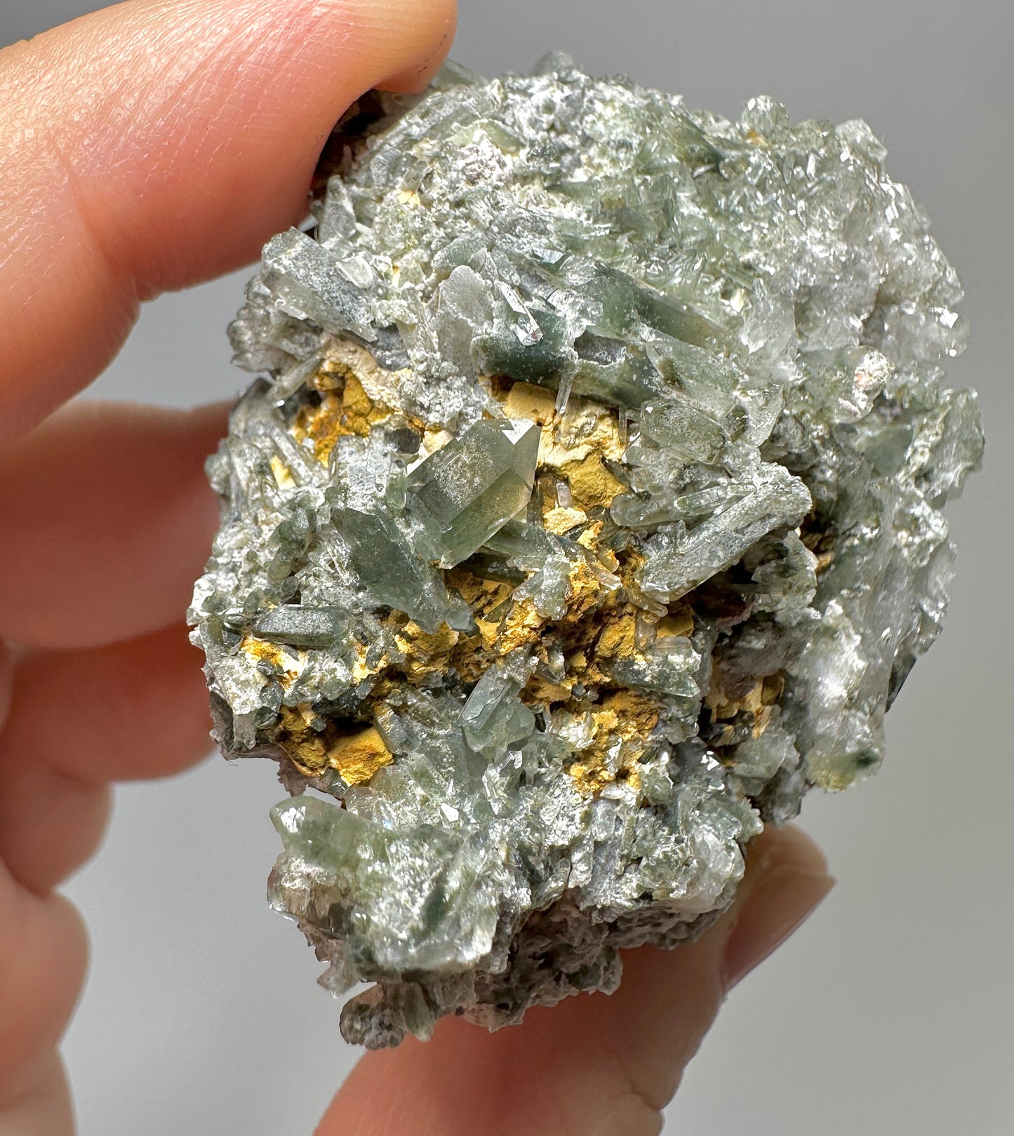 Green Phantom Quartz Crystal Cluster from Jinkouhe China | Natural Chlorite Included Quartz Mineral Specimen