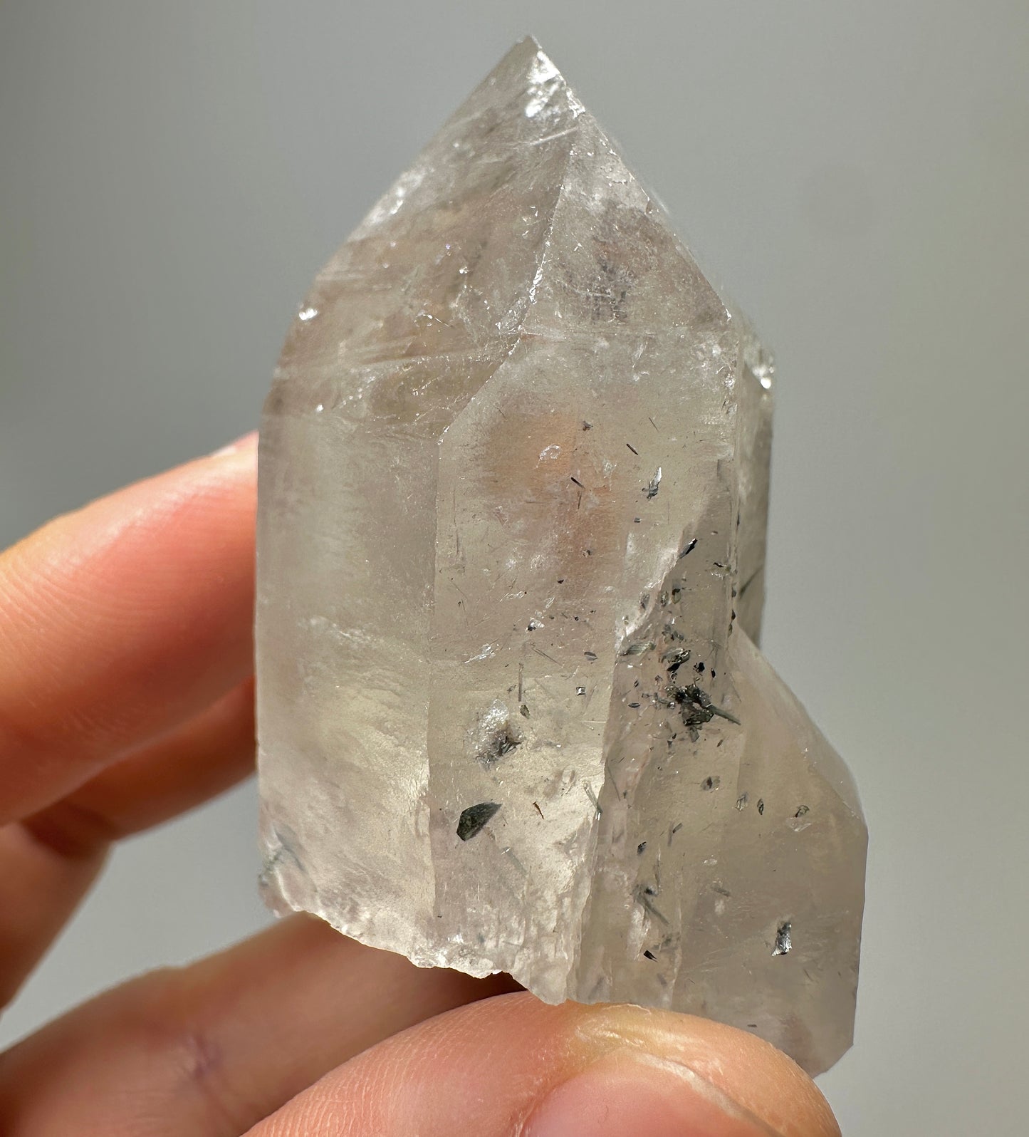 Rare Pakistan Quartz with Black Tourmaline, Feldspar, Mica and Blue Tourmaline Inclusions – Natural Mineral Specimen for Collectors