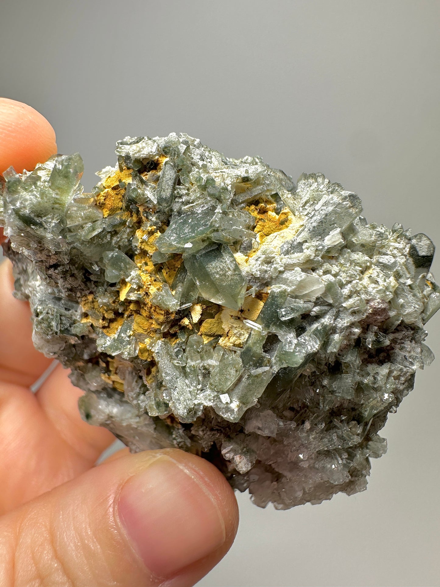 Green Phantom Quartz Crystal Cluster from Jinkouhe China | Natural Chlorite Included Quartz Mineral Specimen