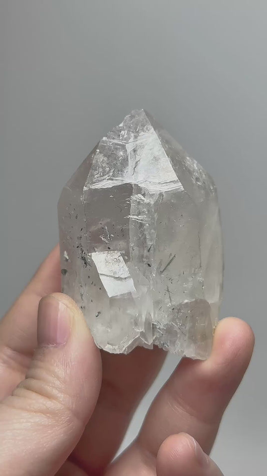 Rare Pakistan Quartz with Black Tourmaline, Feldspar, Mica and Blue Tourmaline Inclusions – Natural Mineral Specimen for Collectors