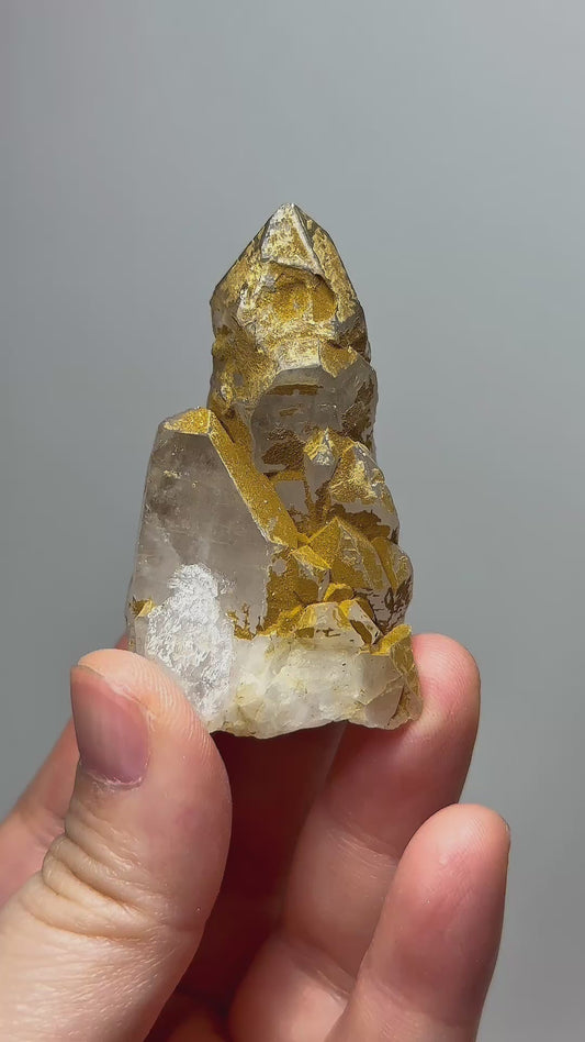 Rare Skeletal Quartz from Pakistan with Yellow Clay Inclusions – Natural Mineral Specimen for Collectors and Crystal Displays
